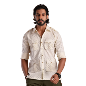 Off-White Hunting Cotton Printed Shirt - Premium Style Comfort | Jaipurio